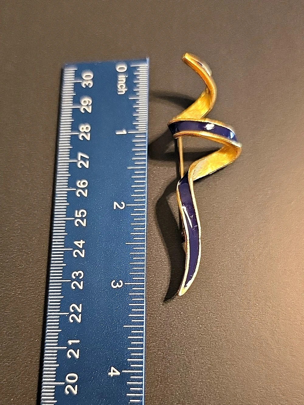 Gold & Blue Abstract Brooch - Picture 2 of 6